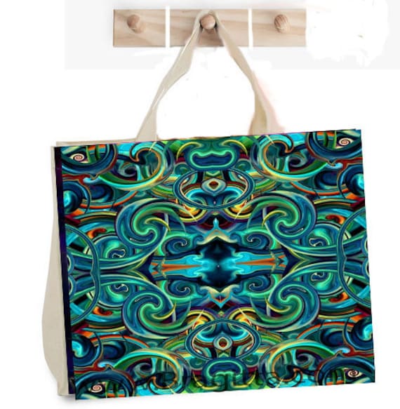 Large Canvas Grocery bag with artist logo "paisley "