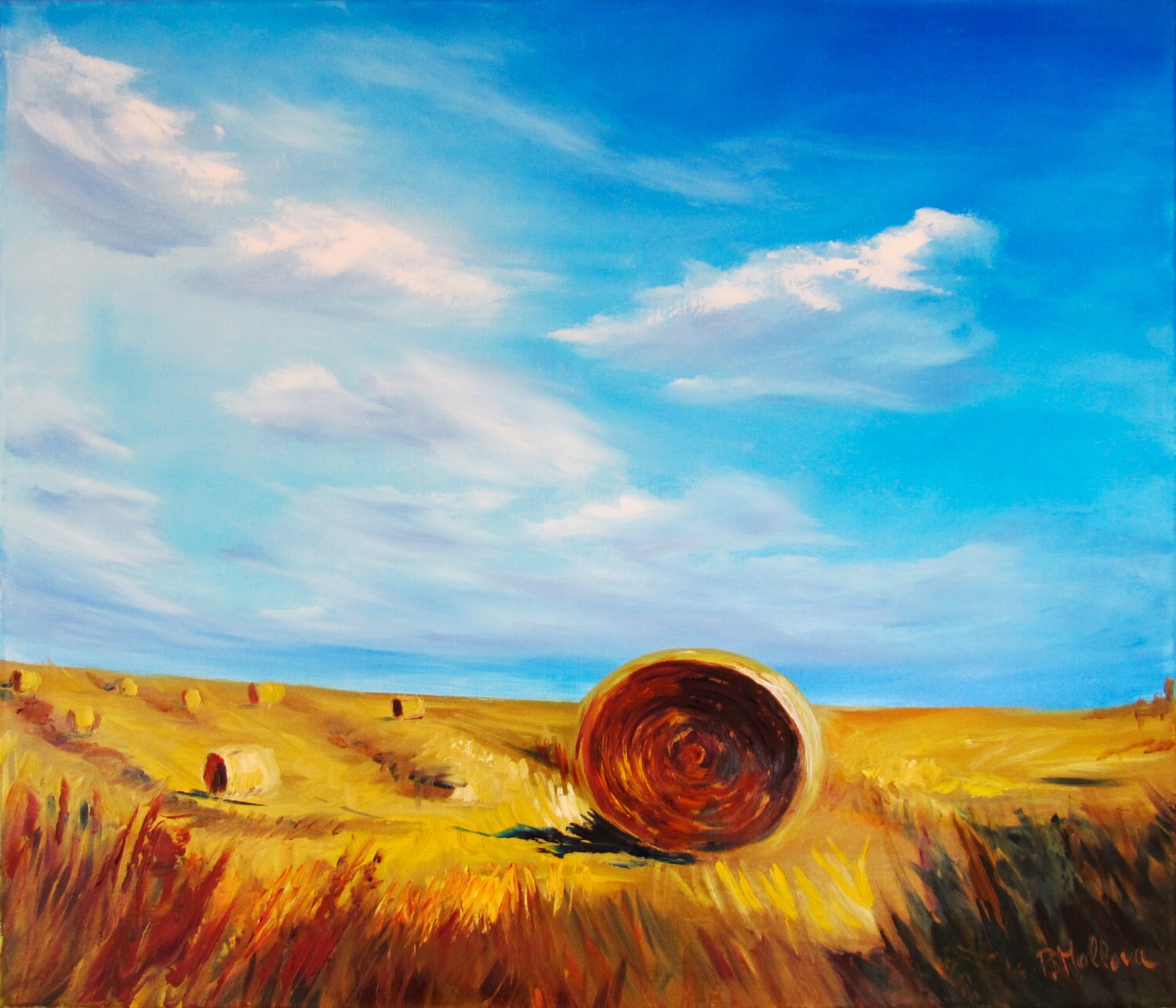 Summer Harvest Straw Painting Original Oil Art On by PetyaMollova