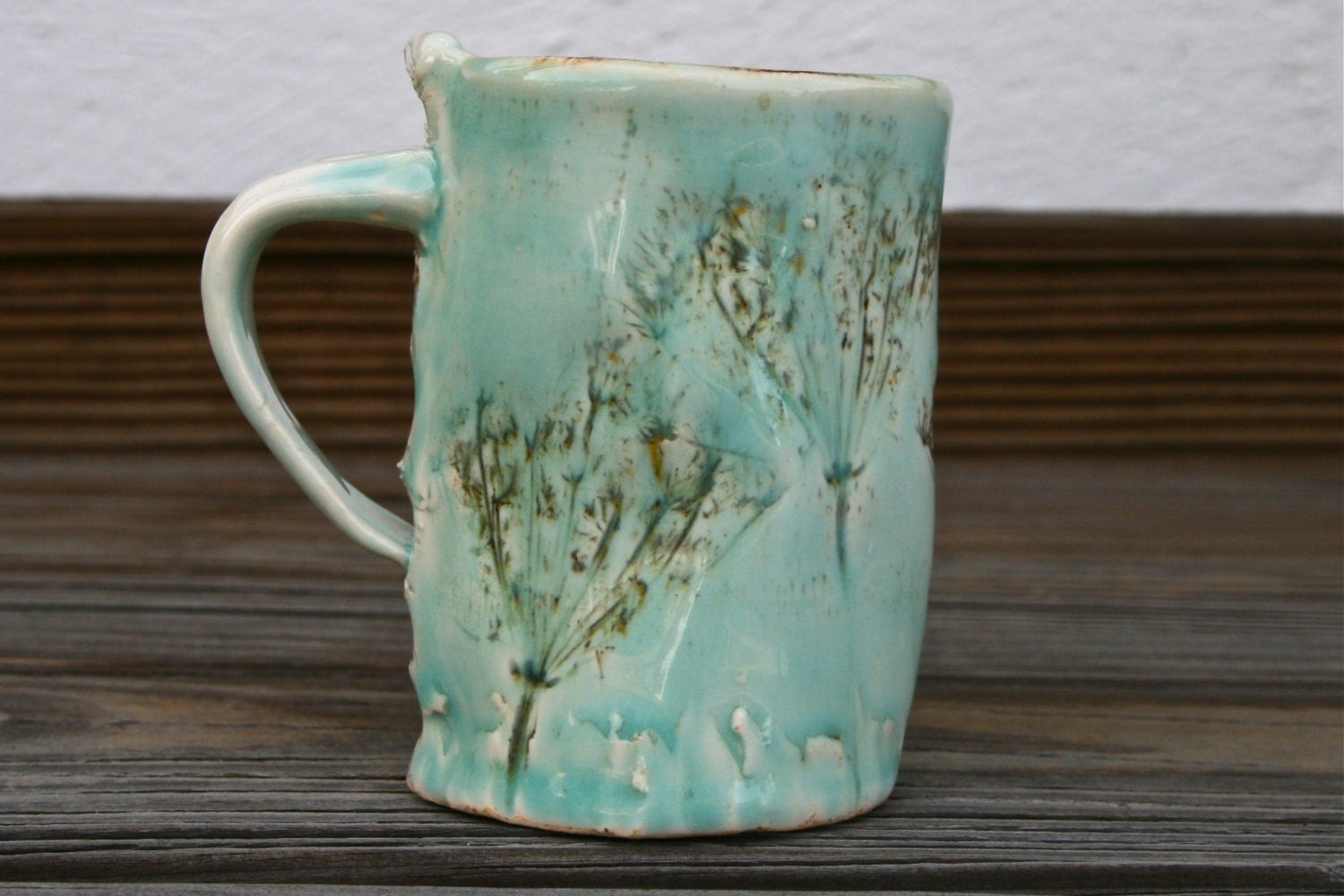 Reserved Slab built pressed ceramic mug
