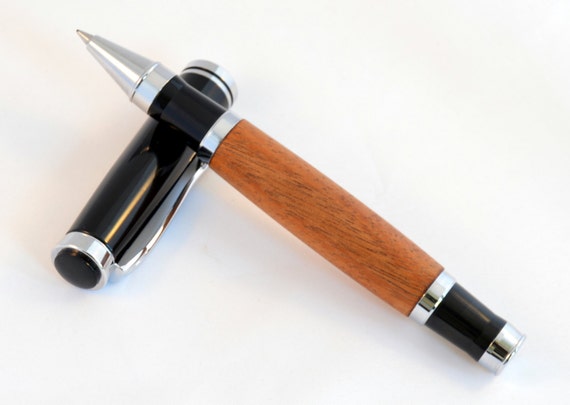 Wood Rollerball Pen - Bloodwood with Chrome Fittings - Handcrafted by Whidden's Woodshop