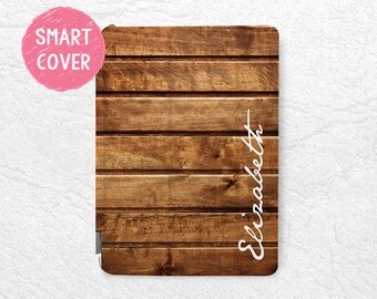Personalized custom name iPad case, brown wood print for iPad Mini, iPad mini 2 retina, iPad Air, iPad Air 2, iPad Pro, New iPad 9.7" 2017