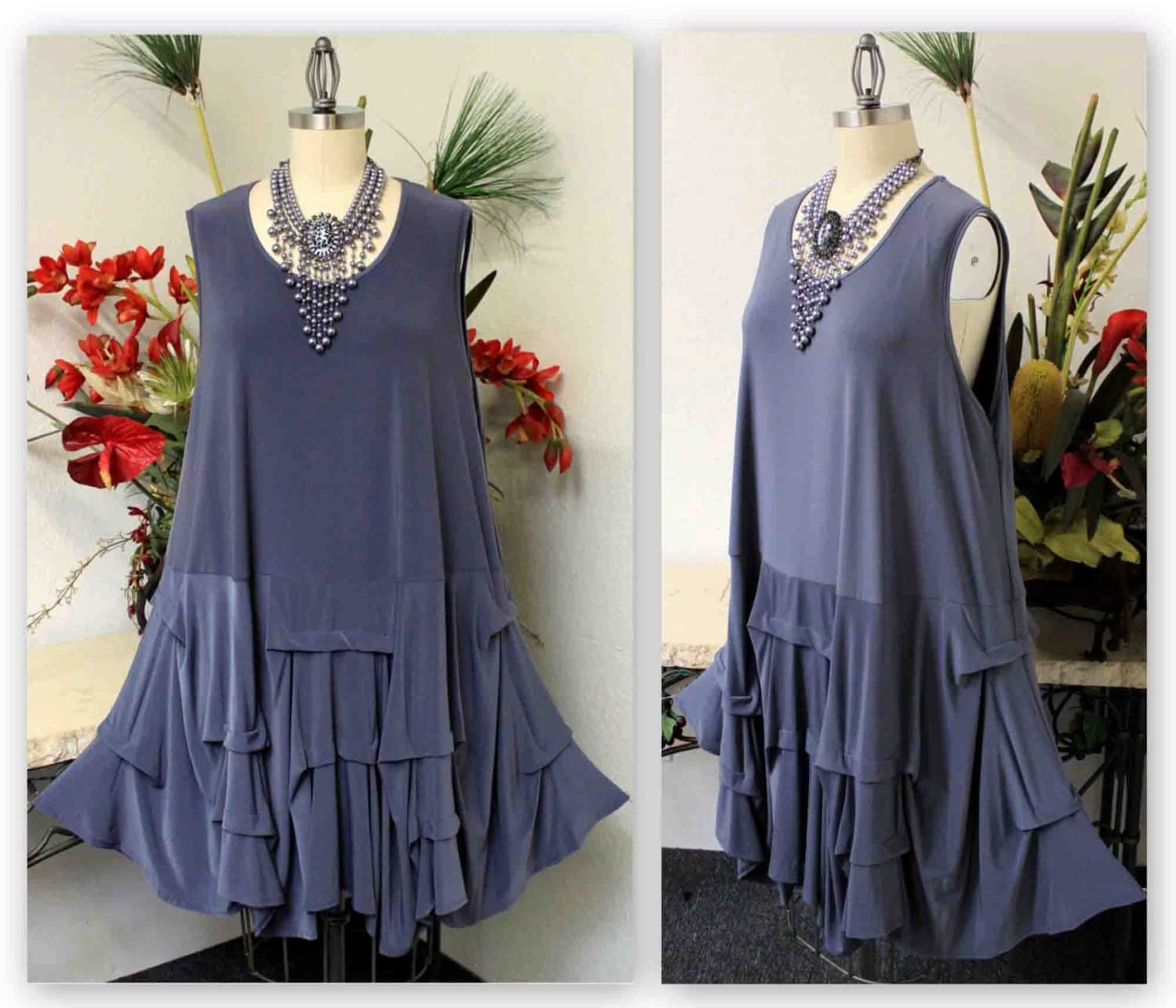 Full Figure Plus size tunic dress in lagenlook style.Designer