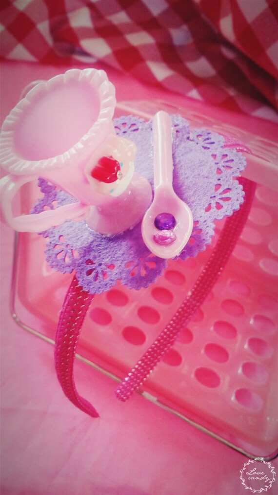 Pink cupcake Teacup Headband by SweetPastelCreations on Etsy
