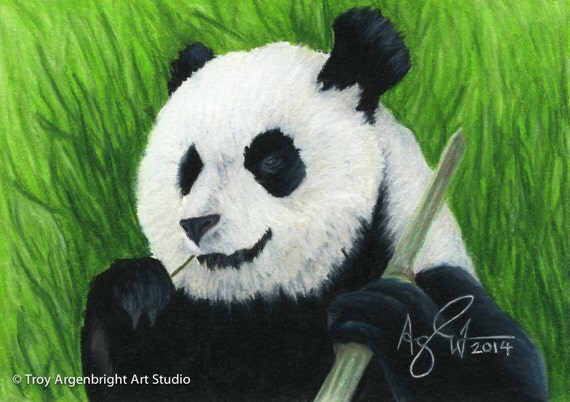 Items similar to Panda Bear - Colored Pencil Drawing - Fine Art Giclee ...
