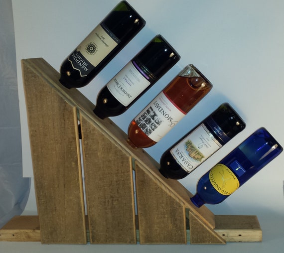 Angled counter/bar top wine bottle holder