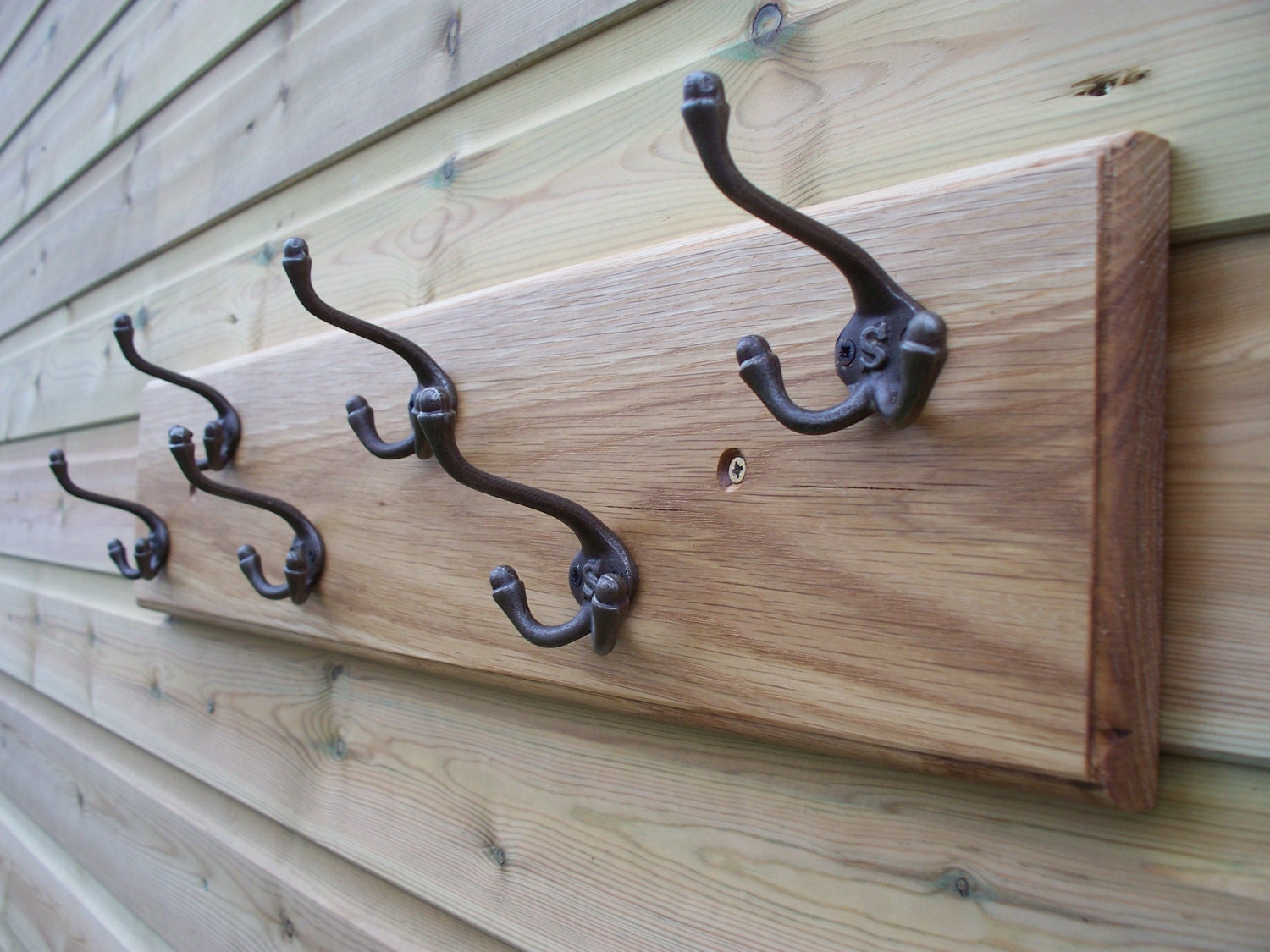 Solid Oak Coat Rack with reproduction victorian triple style