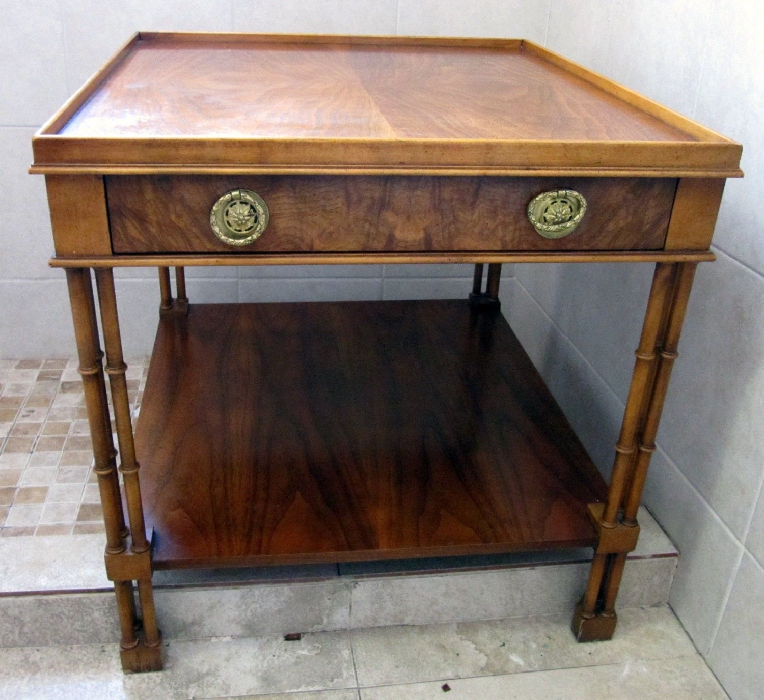 ANTIQUE Baker Furniture FauxBamboo Side Table Haute Juice