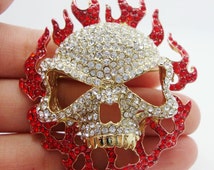 Skull Pattern on a 3 7.5cm Kilt Pin Scarf Brooch With