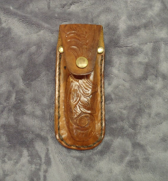 Leather Holder Western Style Pocket Knife by BosomBuddyCreations