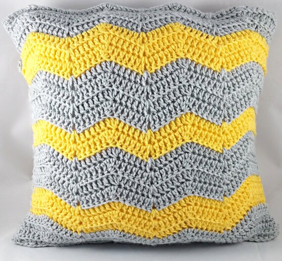 Yellow Pillow Cover 16x16 Crochet Pillow by CozyStitchesPillows