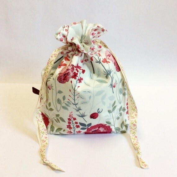 Cotton Drawstring Bag Toiletry Bag Gift Bag by AarTeeDesigns