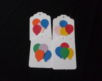 Die Cut White or Brown Gift tag with colored balloons 25 count