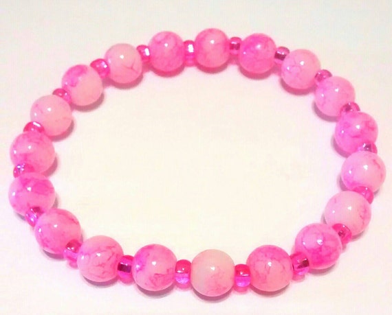 Acrylic stretchable bracelet, pink beaded stretchy bracelet, stretchy bracelet, acrylic beads, stretchy bracelet, gift for her, O.O.A.K,