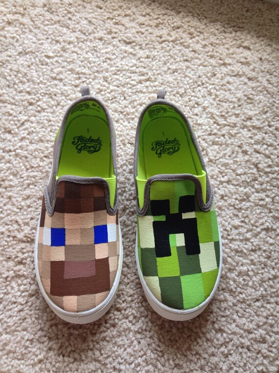 Minecraft creeper or steve boys/girls shoes