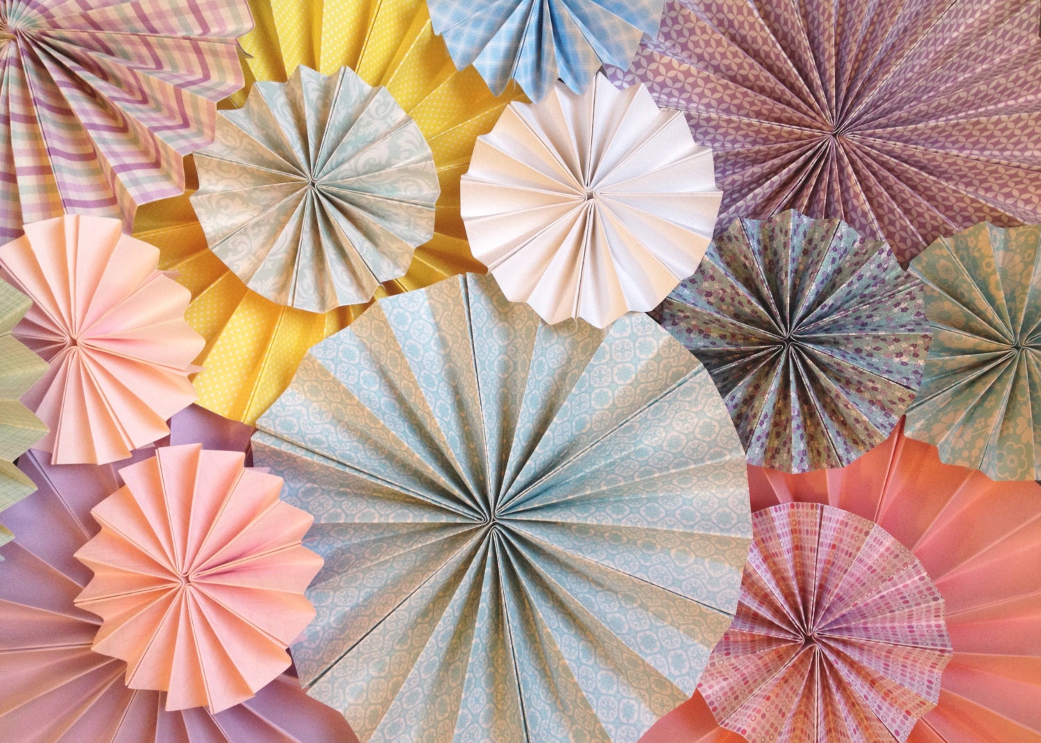 Spring Fling Paper Fan Backdrop Set of 15 Fans