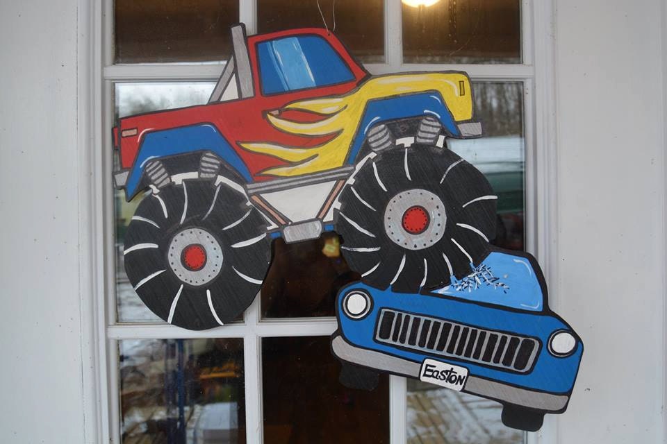 Monster TruckDoor Hangerwooden door by DreamazonDesigns on Etsy