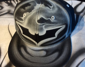 Airbrushed Batman Snapback Hat Hand Painted airbrush