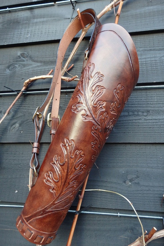 Hand tooled leather quiver