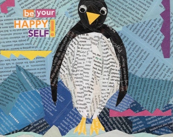 BE your HAPPY SELF 8x8 Original Mixed Media Collage