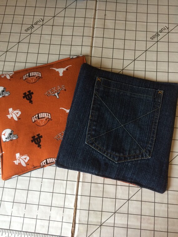 Denim pocket pot holders by MenzFamilyHobbies on Etsy