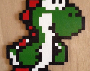 Items similar to Yoshi Super Mario World Nintendo-8 bit Pixel Art 8x8 ...