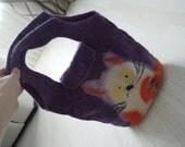 Felt Handbag - fold over top, Felt Bag, Womans Purse, Felt Clutch bag, Womans Handbag, Gift for her, Handbag handmade, violet, cat Felt Handbag - fold over top, Felt Bag, Womans Purse, Felt Clutch bag, Womans Handbag, Gift for her, Handbag handmade, violet, cat