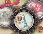 Postmarks - Shabby chic - digital collage sheet - td52 - 1.5", 1.25", 30mm, 1 inch - Circle Images for Cabochons, Pendants, Stickers, caps