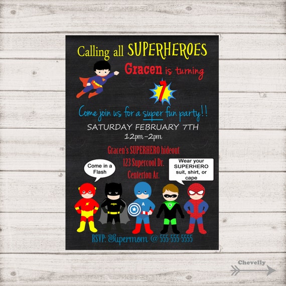 Calling All Superheroes Birthday Invitation 7