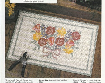 Floral Doorstep Rug Made from Plasic Canvas