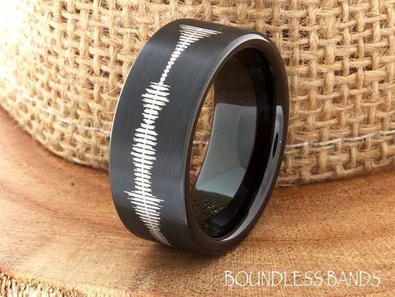 wave tungsten carbide wedding ring