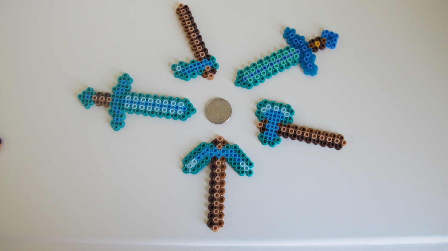 Minecraft Diamond Sword And Diamond Tools Perler Bead Sprites