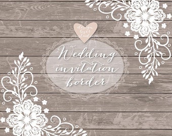 Premium VECTOR Lace Border Rustic Wedding Invitation Frame Clipart White Premium VECTOR Lace Border Rustic Wedding Invitation Frame Clipart White