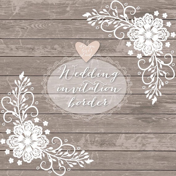 Premium VECTOR Lace border rustic Wedding by designloverstudio