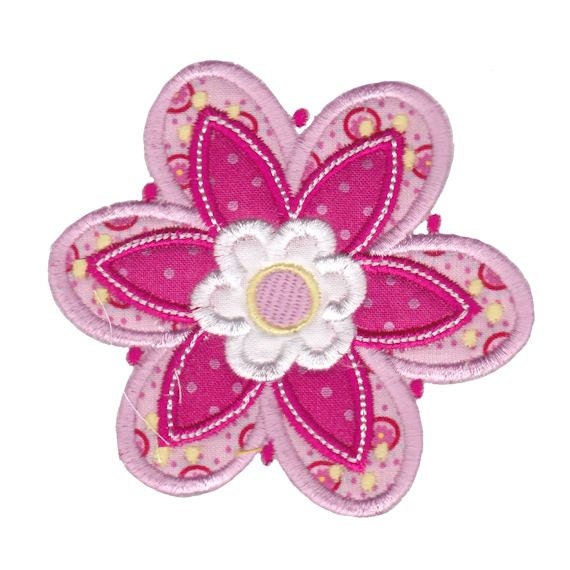 Cute Flower Applique Design 11 Machine Embroidery Design 4x4