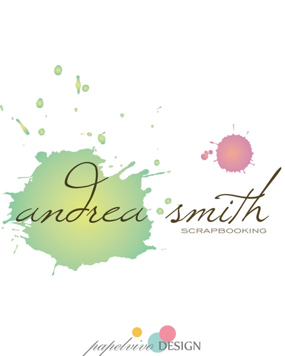 premade logo design watercolor logo scrapbooking logo