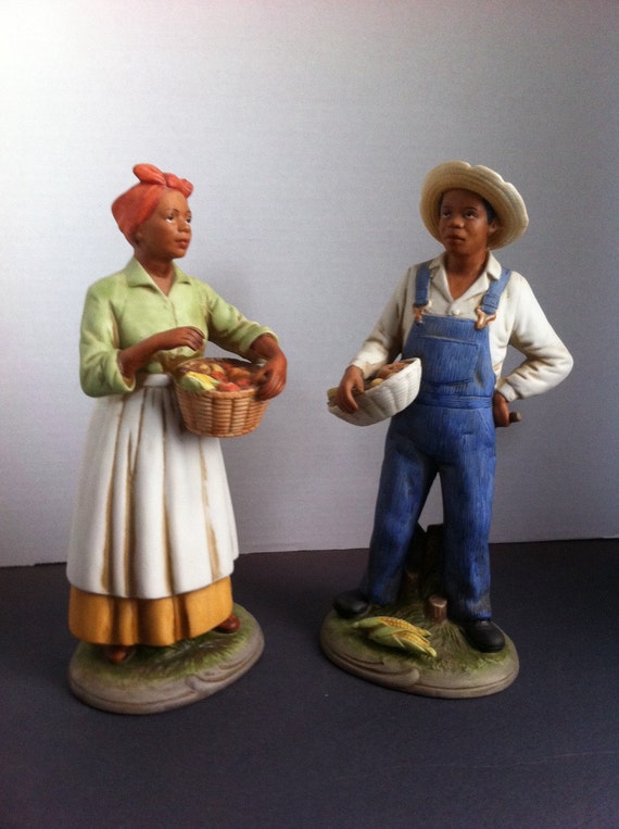 Items similar to Vintage Home Interiors Country Farm Couple figurines