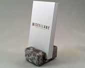 Vertical Business Card Holder made from White & Grey Granite - Office Desk Home, Recycled Granite, Recycled Stone