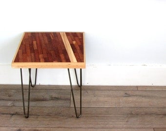 Reclaimed wood table side table end table