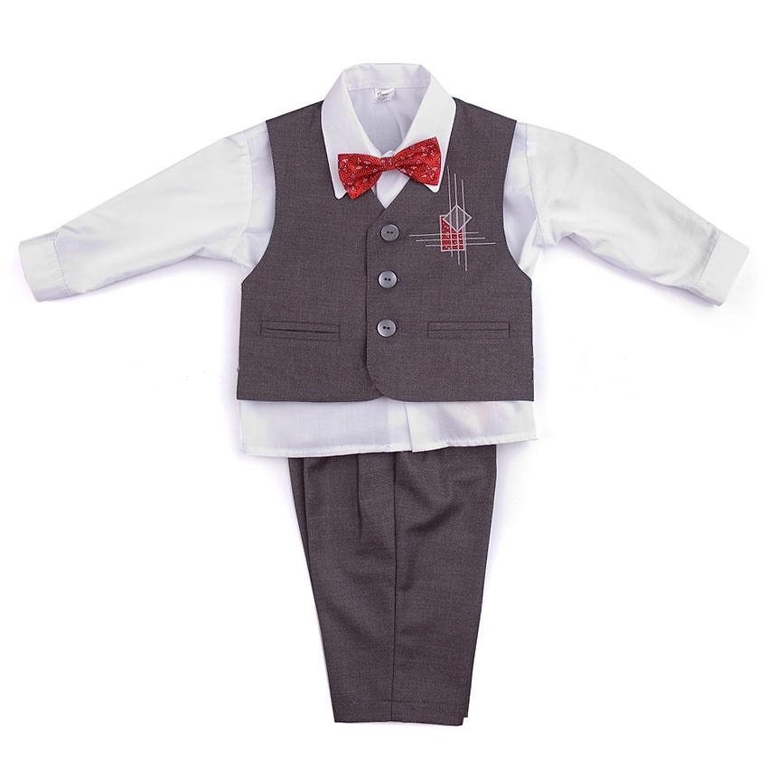 Gray Boy Suit with Red Bow tie Toddler Suit by AnnaSuitsAndDresses