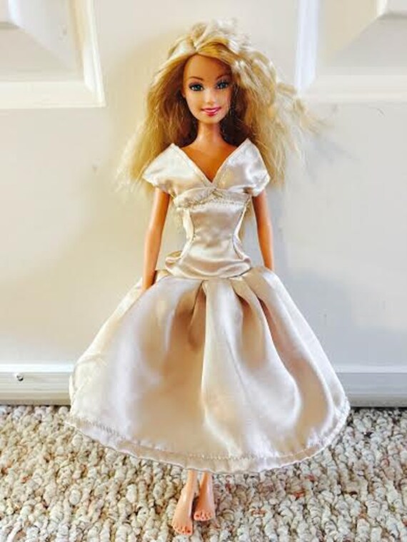 Barbie Beige Satin princess party dress by SuriGuliDesigns on Etsy