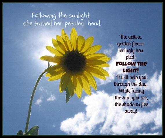 Download Items similar to Sunflower Poem and picture Art Uplifting ...