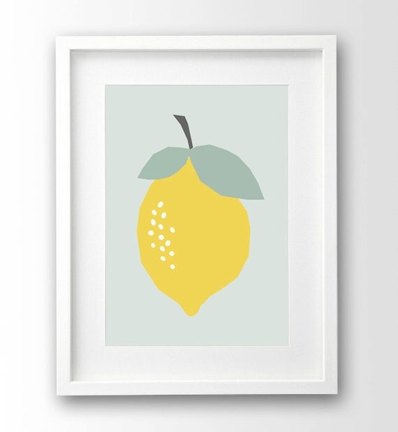 Items similar to Printable Lemon Illustration, Kitchen Decor, Fruit ...