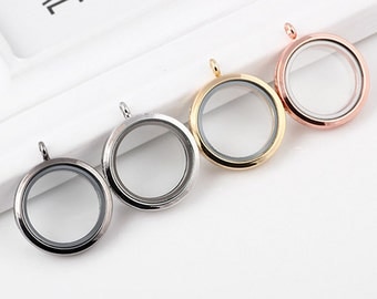 30mm Floating Charm Locket - Memory Locket - Living Locket - Floating Locket - Gold Floating Charm Locket