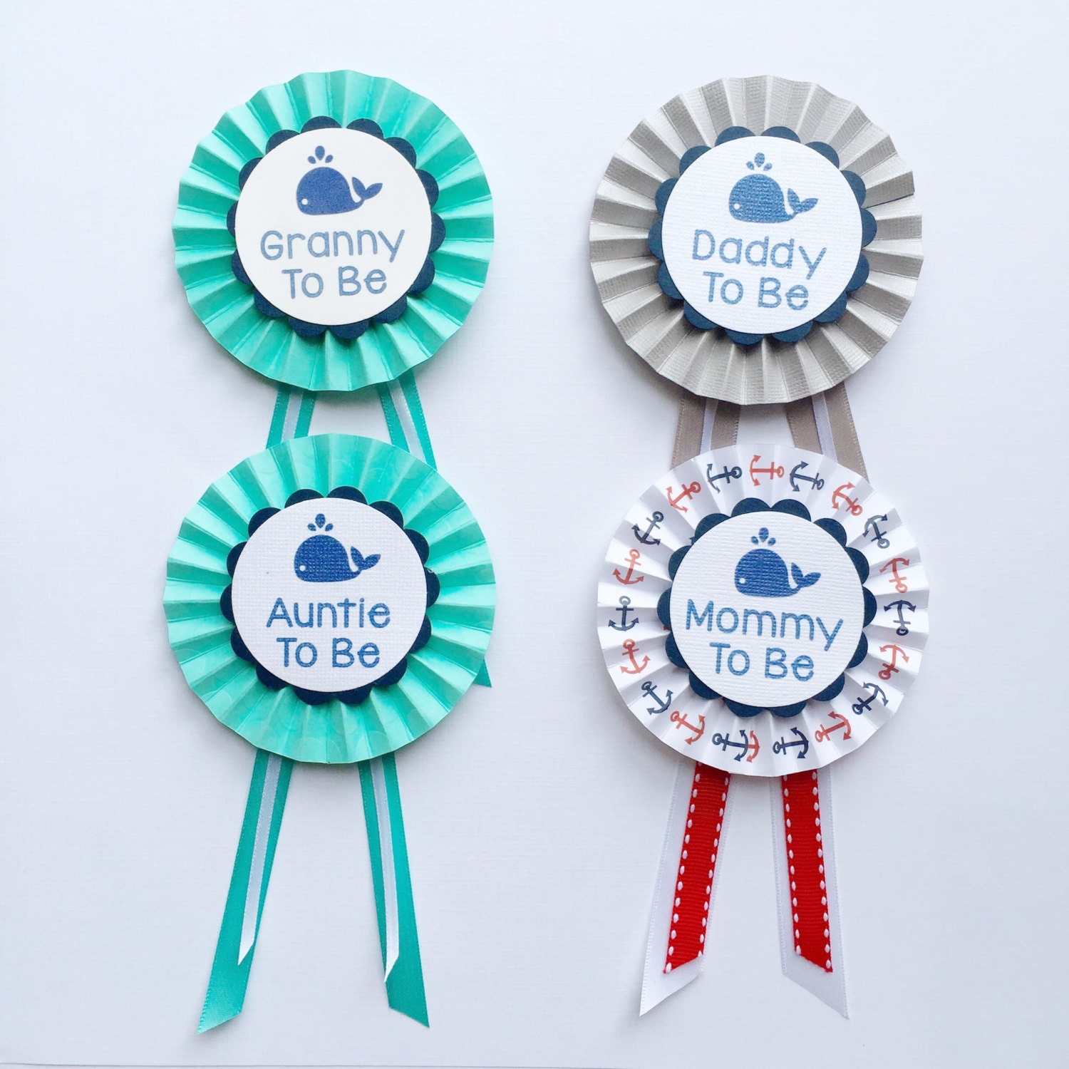 Nautical Mom To Be corsage Grandma to be Ribbon Daddy to be