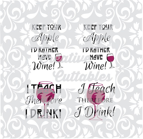 Download SVG Teacher Appreciation saying with wine icon for Silhouette