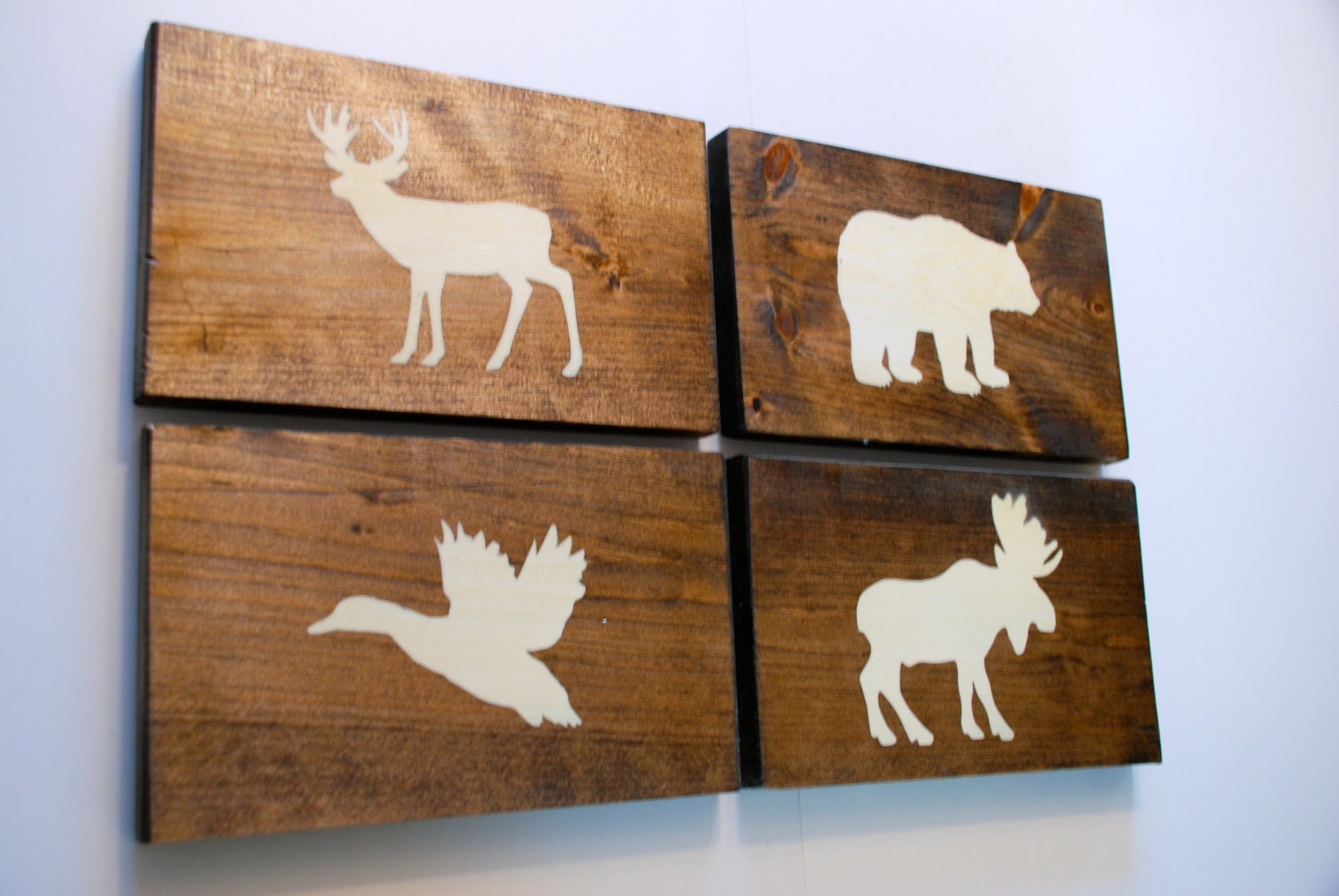 Rustic Forest Animal Wood Wall Decor Sign Set of 4