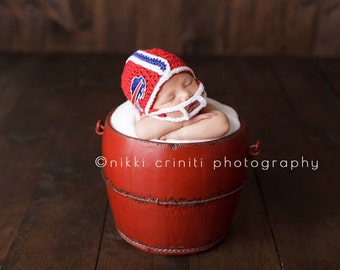 Football Team Buffalo Bills Helmet, Tennessee vols,,Crochet baby hat, newborn Buffalo Bills Helmet--Choose your team