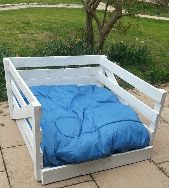 Unique trendy vintage white dog bed made by NorthcourtFarmDesign