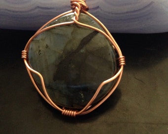 Sale! Labradorite copper wire wrapped pendant