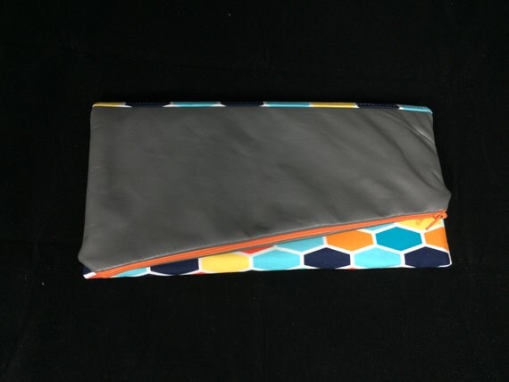 Swirl Pattern Beaded Fold over Clutch Blue multi AVA 2606 main image 1